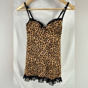 Dollhouse Leopard Print Chemise with Black Lace